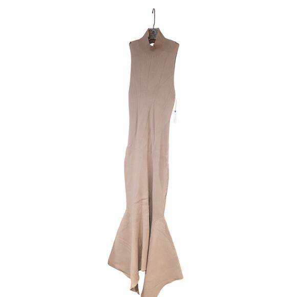 NWT Anthropologie small mock neck midi, bodycon cedar tan dress sz XS - Picture 3 of 8